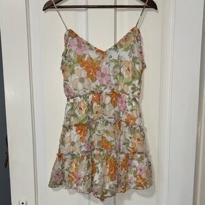 Blu Pepper Floral Jumpsuit in Pink, Orange, and Green